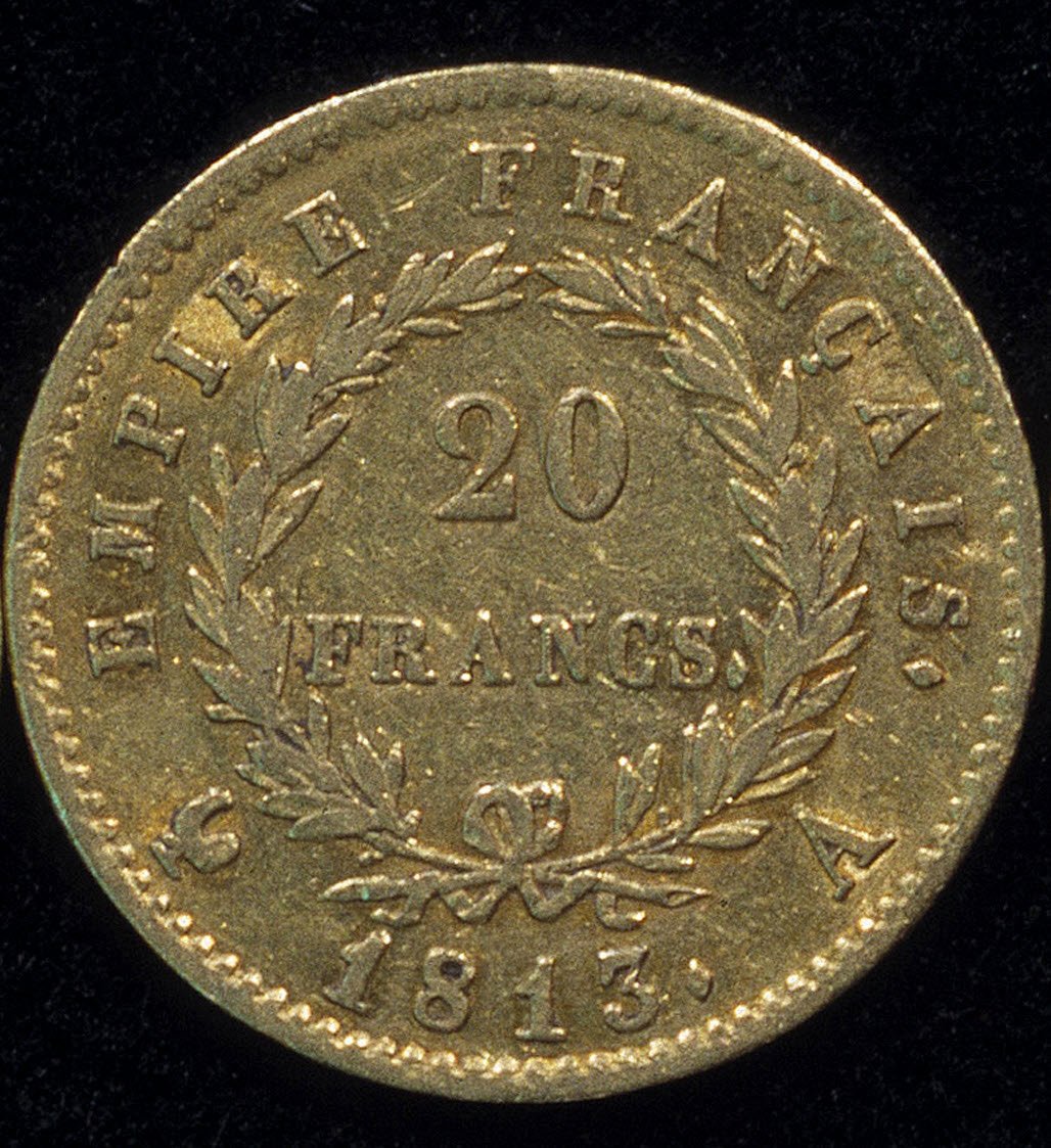 Moeda de ouro de 20 francos (Napoleão) de 1813. atrás. de French School
