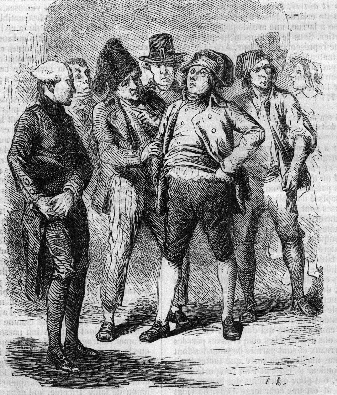 Goriot foi presidente da sua secção durante a Revolução. Gravura de meados do século XIX. Ilustração para "O Pai Goriot" de Honore de Balzac (1799-1850). de French School