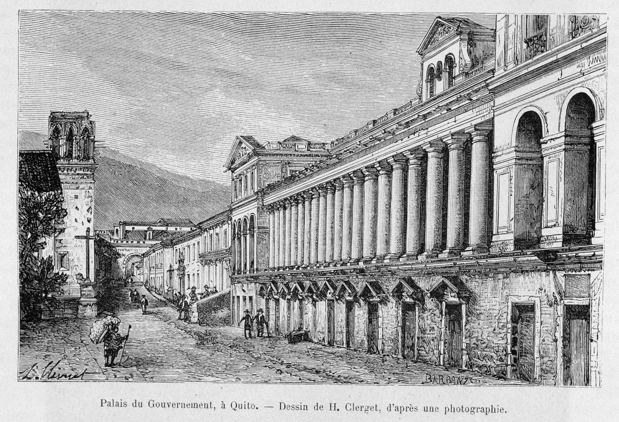 Palácio do Governo em Quito, Equador - no 2º semestre de "Volta ao Mundo". 1883. de French School