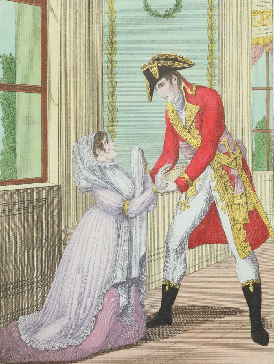 Graça concedida por Napoleão a Madame de Polignac por seu marido Armand Polignac, 1804 de French School