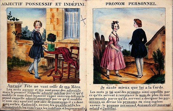 Livro gramatical para crianças. c.1850 (cor litho) de French School