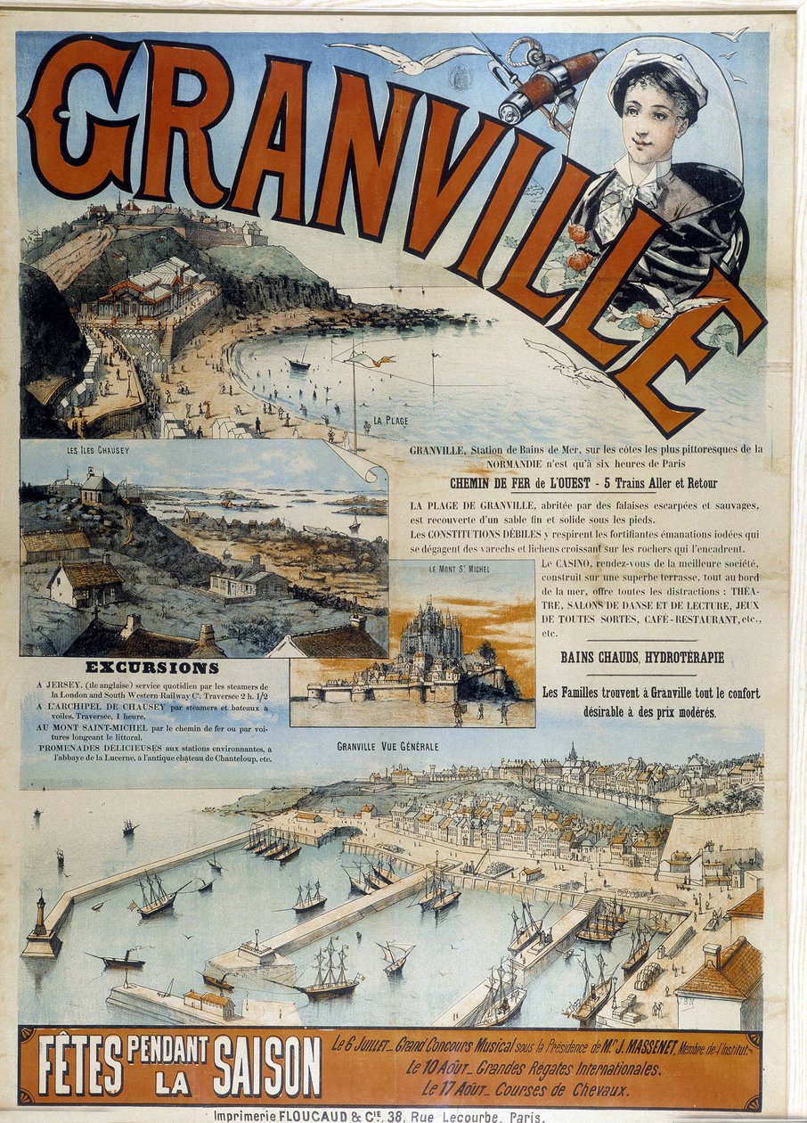 Granville - Cartaz publicitário da Western Railway, final do século XIX de French School