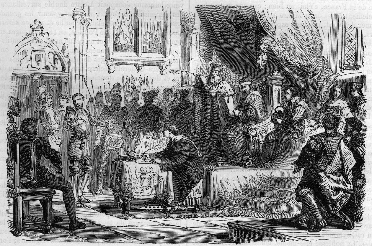 Grandes Dias de Poitiers (1531) sob François I. Os Grandes Dias são tribunais excepcionais que, em última instância, julgam os casos locais. Presidido por um comissário do rei e composto por magistrados profissionais mas estrangeiros à província, François  de French School