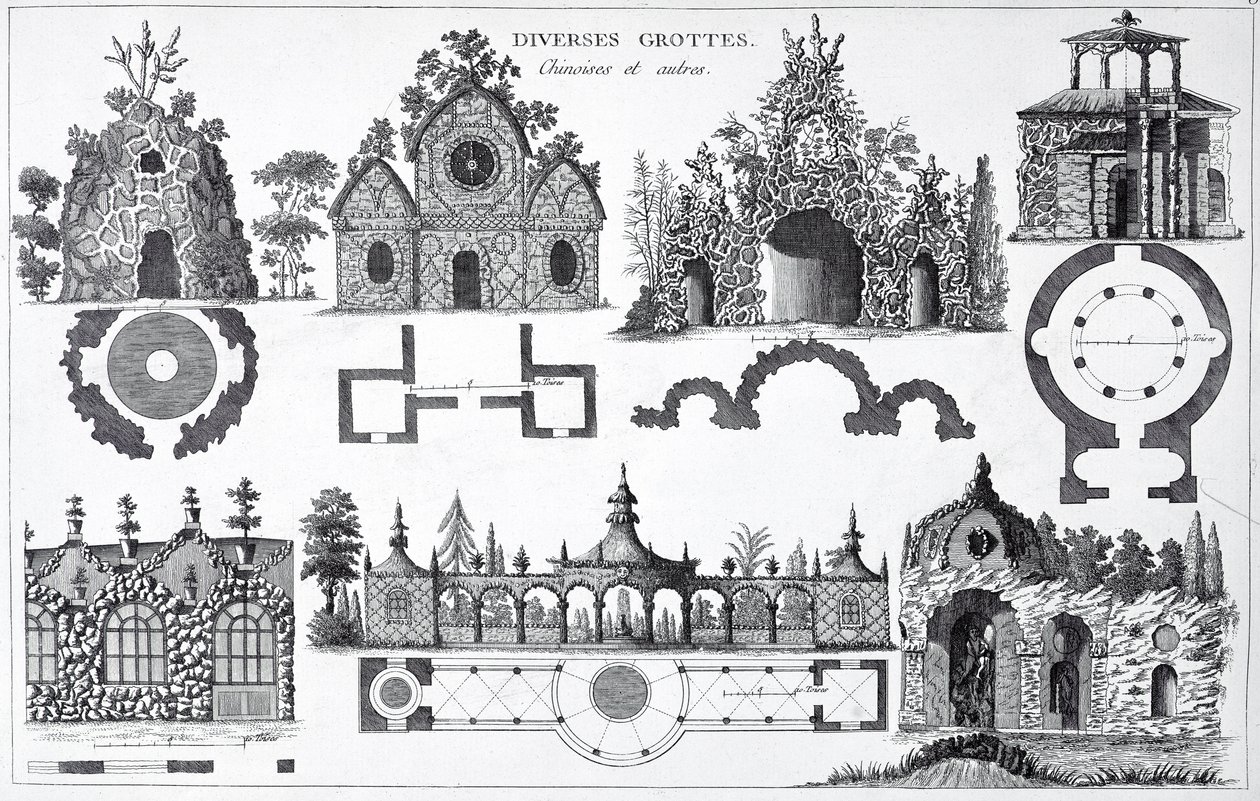Gruta desenhos de jardins anglo-chinês por George Louis Le Rouge, publicado 1775-78 de French School