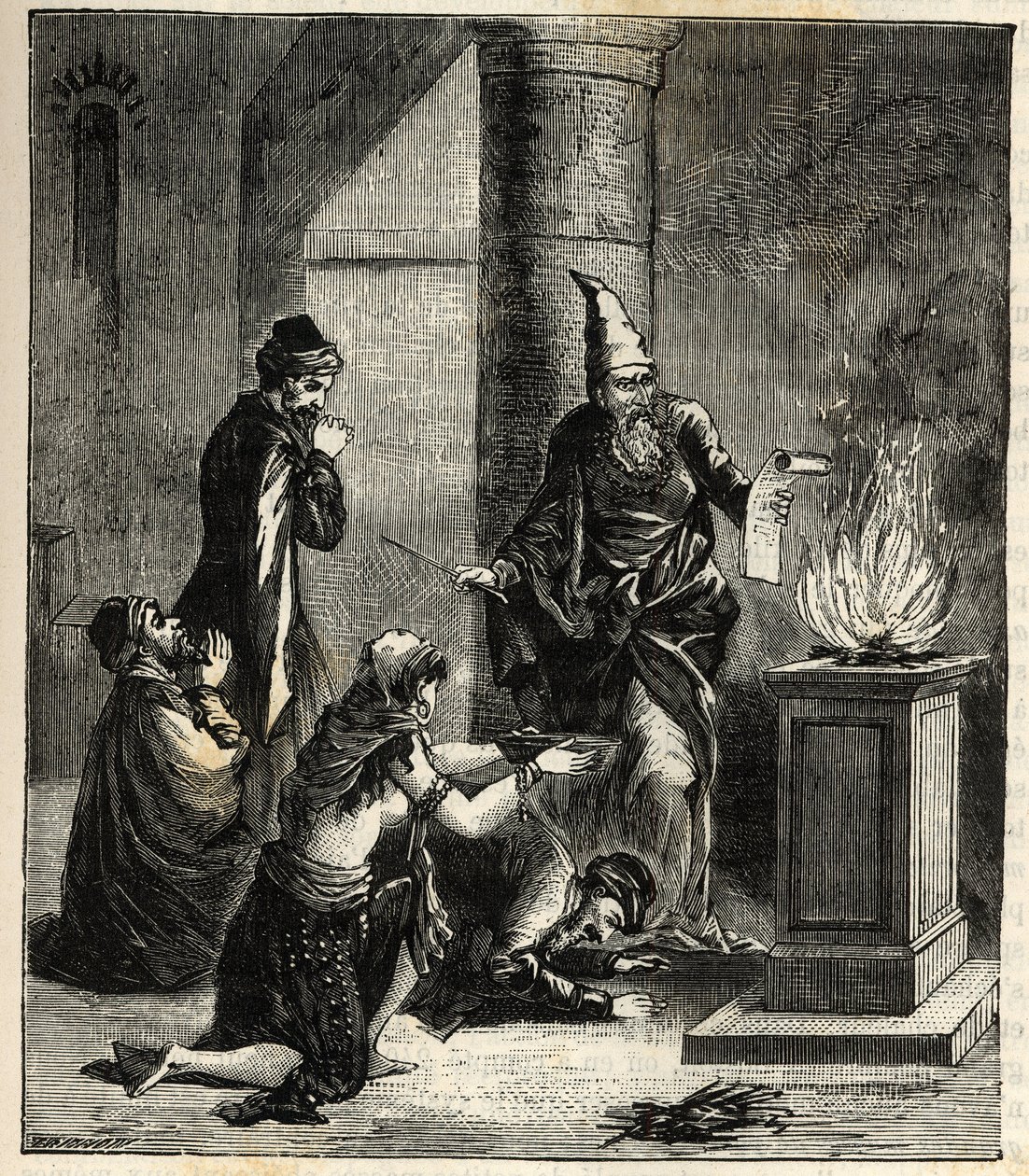 Guebres (ou Zoroastrian) - Adorateurs du feu - - Engraving in "Sciences à la potee de tous - physics et chimie populaires" de Alexis Clerc. Final do século XIX. Coleção particular. de French School