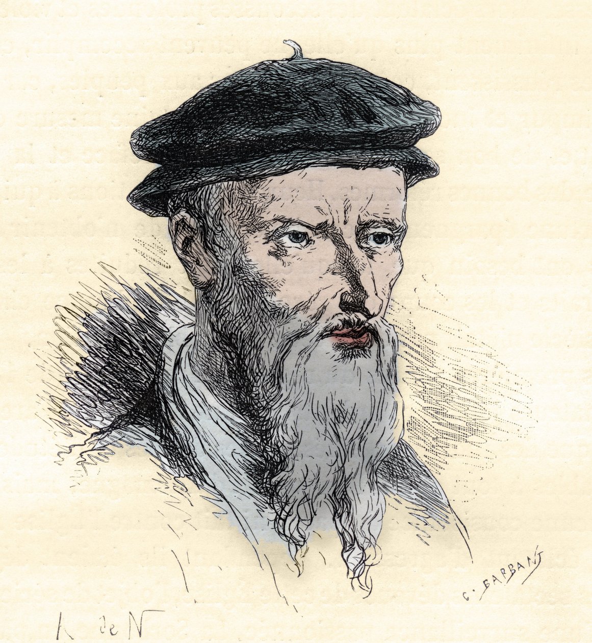 Guillaume Farel - William Farel - 1489-1565 - gravura de "L
