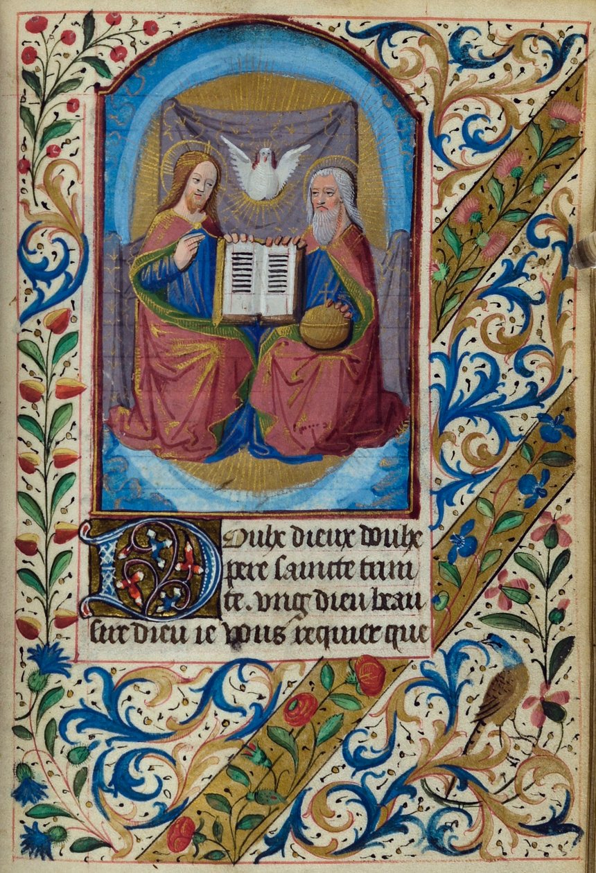 H - L-3-3 fol. 153r Santíssima Trindade, do Livro das Horas, Uso de Paris, meados do século 15 de French School