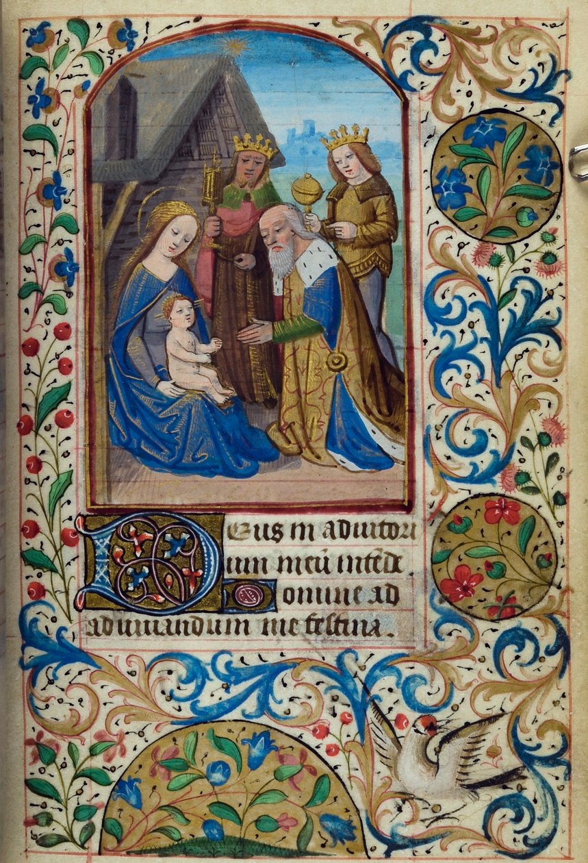 H - L-3-3 fol. 66r Adoração dos Magos, do Livro das Horas, Uso de Paris, meados do século 15 de French School