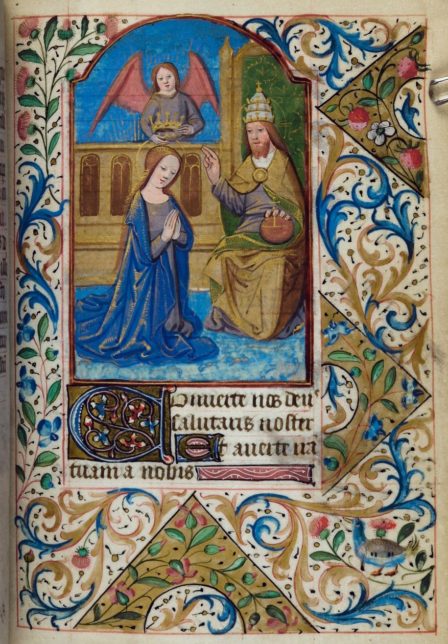 H - L-3-3 fol. 80r Coroação da Virgem, do Livro das Horas, Uso de Paris, meados do século 15 de French School