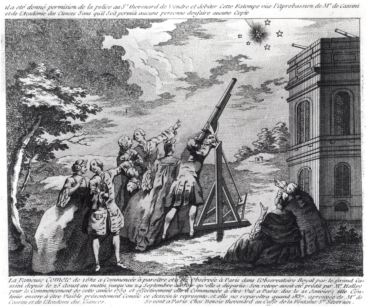 Halleys Comet Observado em 1759 por Cassini III (1714-84) de French School