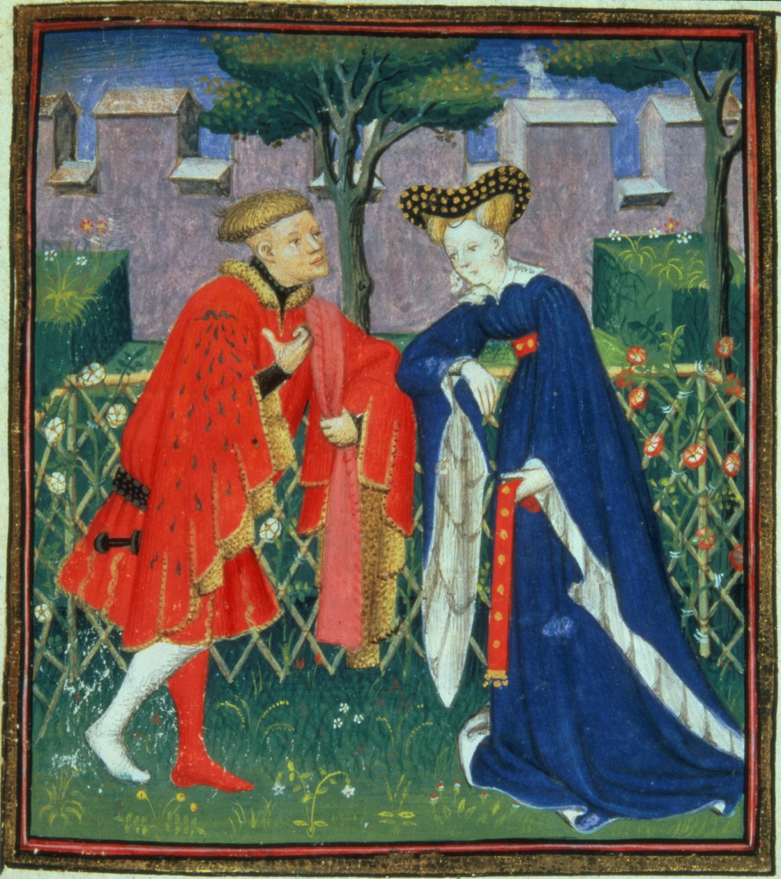 Harl 4431 f.376 Cem baladas de uma senhora e seu amante, cópia parisiense, c.1410-15 de French School