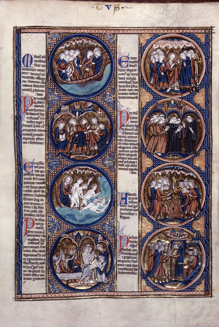 Harley 1527, f.91 Naufrágio de St. Paul (vellum) de French School