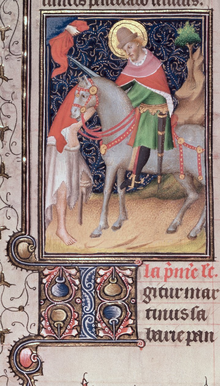 Harley 2897, f.435: São Martinho de Tours, produzida pelo círculo dos Irmãos Limbourg, iluminada em Paris (velino) de French School