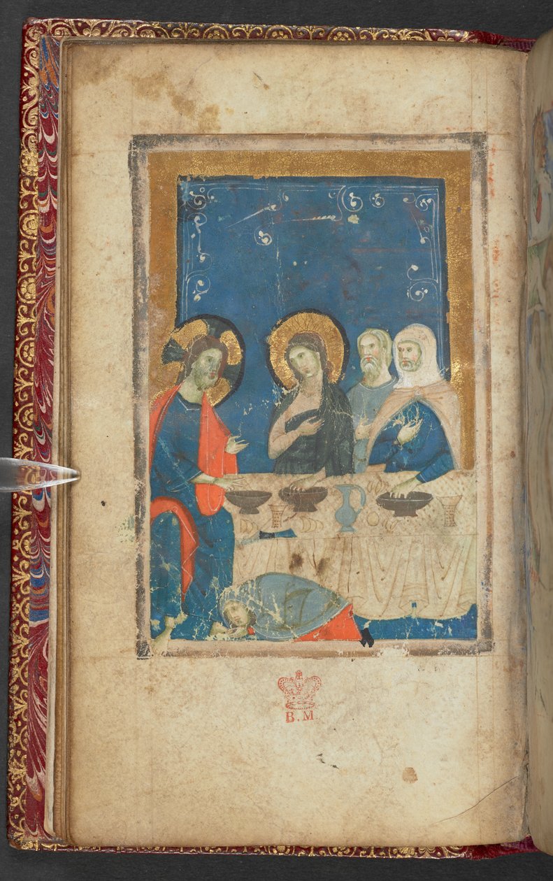 Harley 2928, f.16v, The Meal at the House of Simon the Pharisee (vellum) de French School