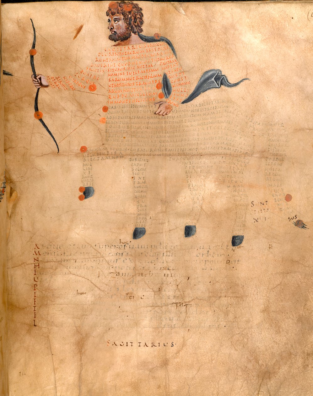 Harley 647, f.3v Ilustração da Constelação de Sagitário, de 