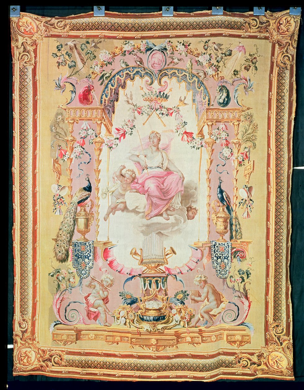 Harmonia e Juno: do Triunfo dos Deuses, tapeçaria dos Gobelins, 1699 de French School