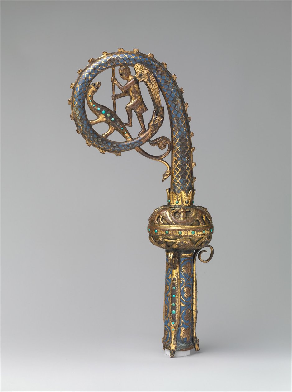 Cabeça de um Crozier com São Miguel a Matar o Dragão de French School