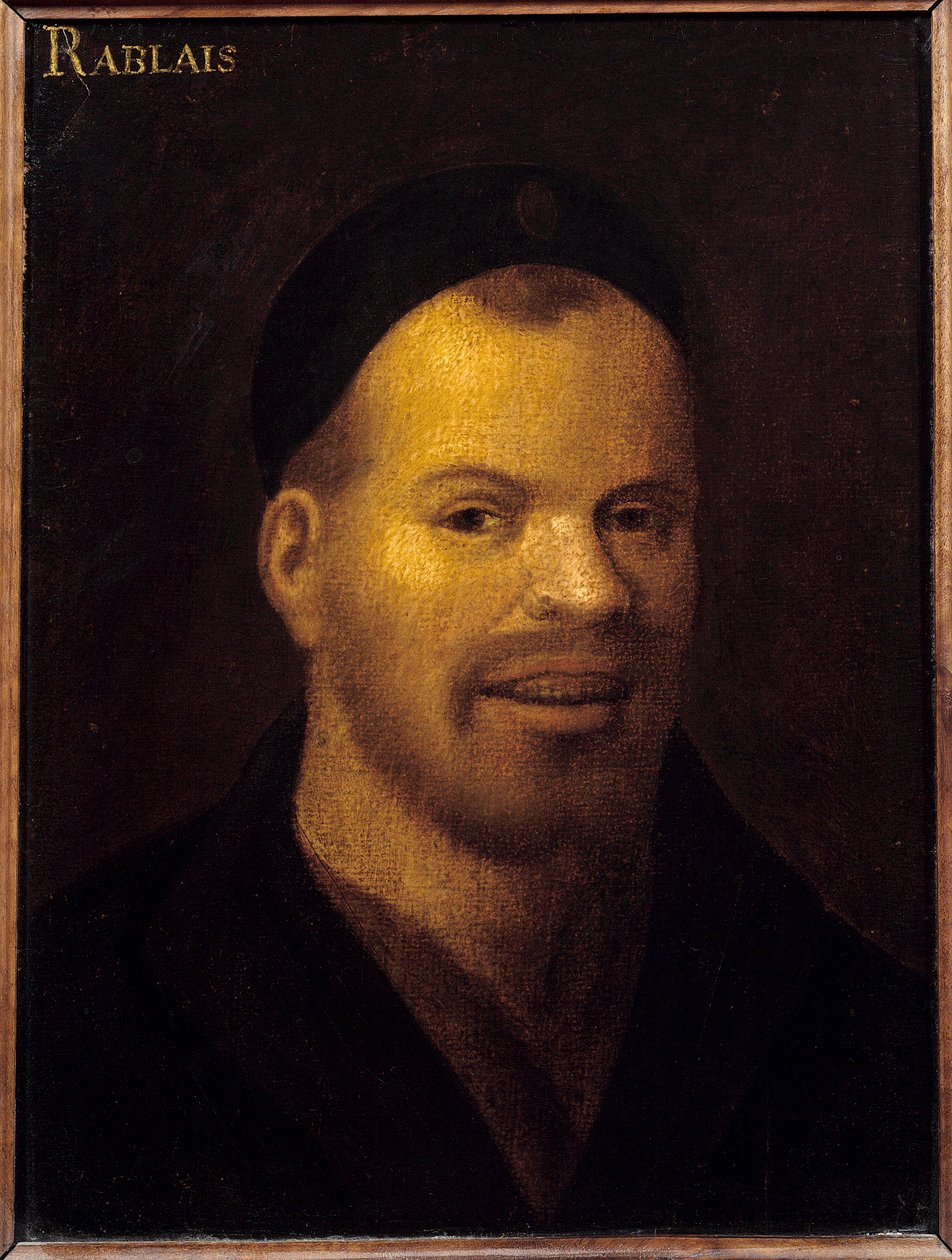 Chefe de fantasia uma vez identificado como François Rabelais (1494-1553). Pintura da Escola Francesa. Século XVI. Dim. 0,32x0,22 m. Versalhes. Musee Du Chateau de Versailles et du Trianon - Cabeça de fantasia outrora identificada como François Rabelais (1 de French School