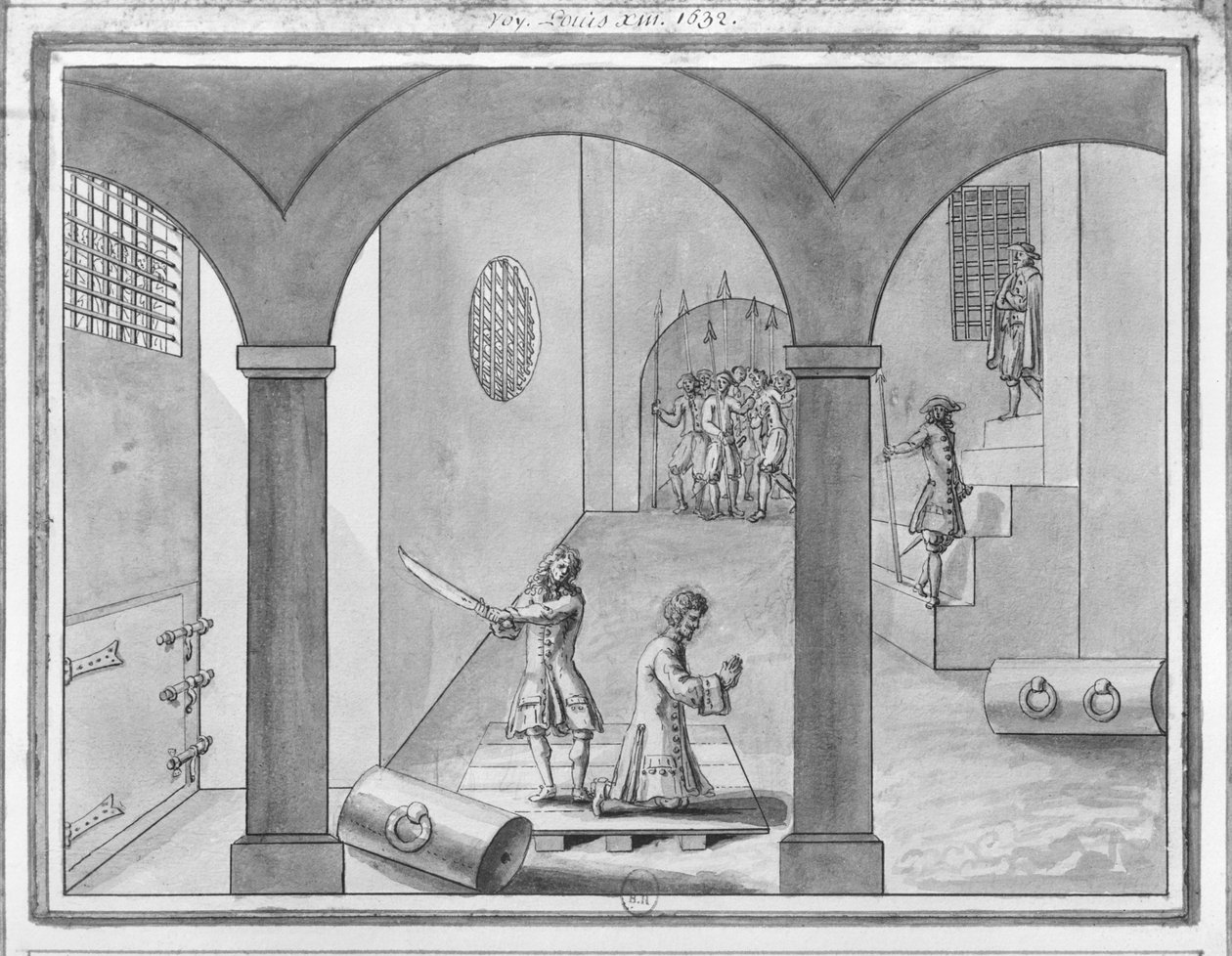 Henri II, Duque de Montmorency decapitado em Toulouse em 30 de outubro de 1632 (caneta e tinta no papel) de French School