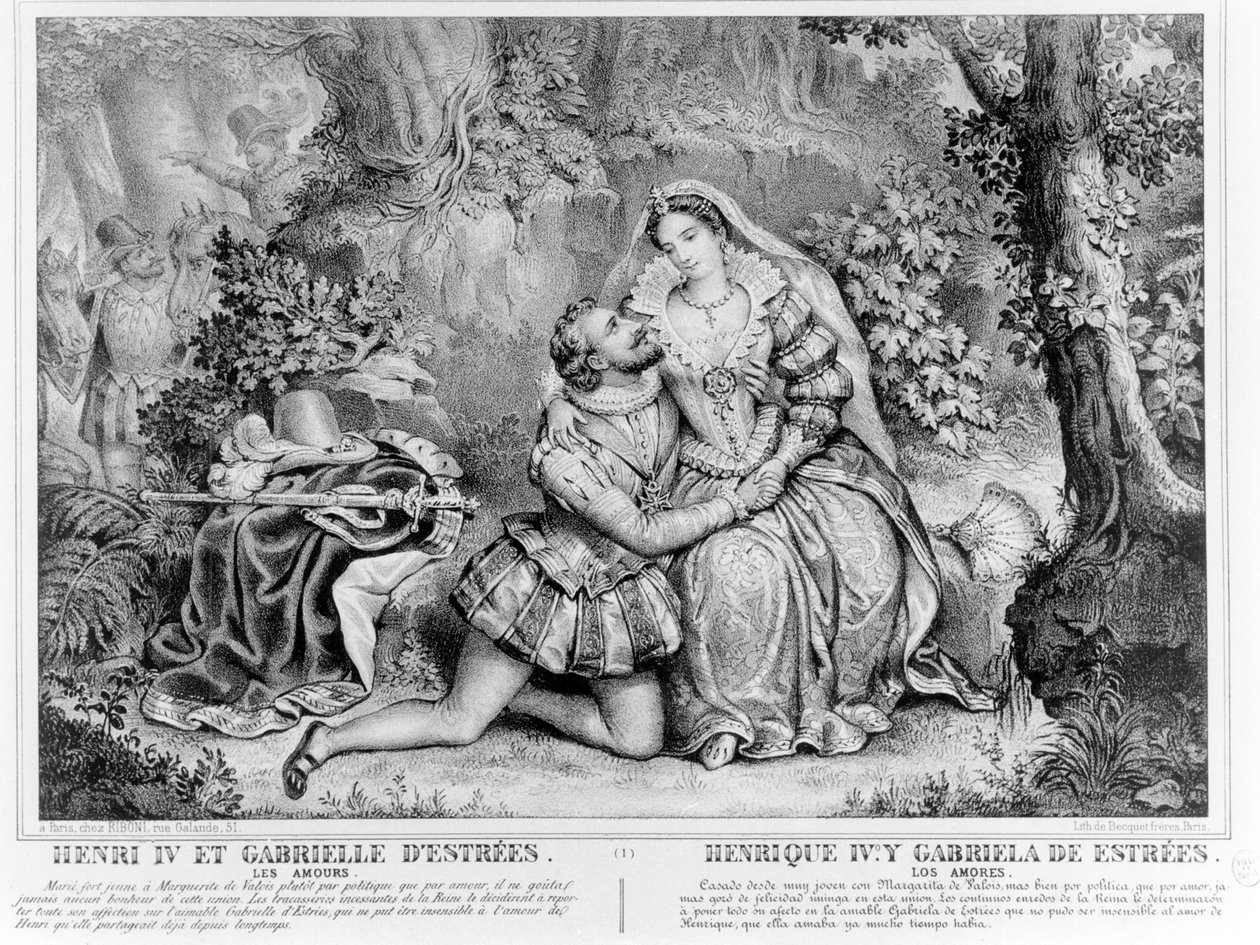 Henri IV (1553-1610), Rei da França e Gabrielle dEstrees (1573-99) de French School