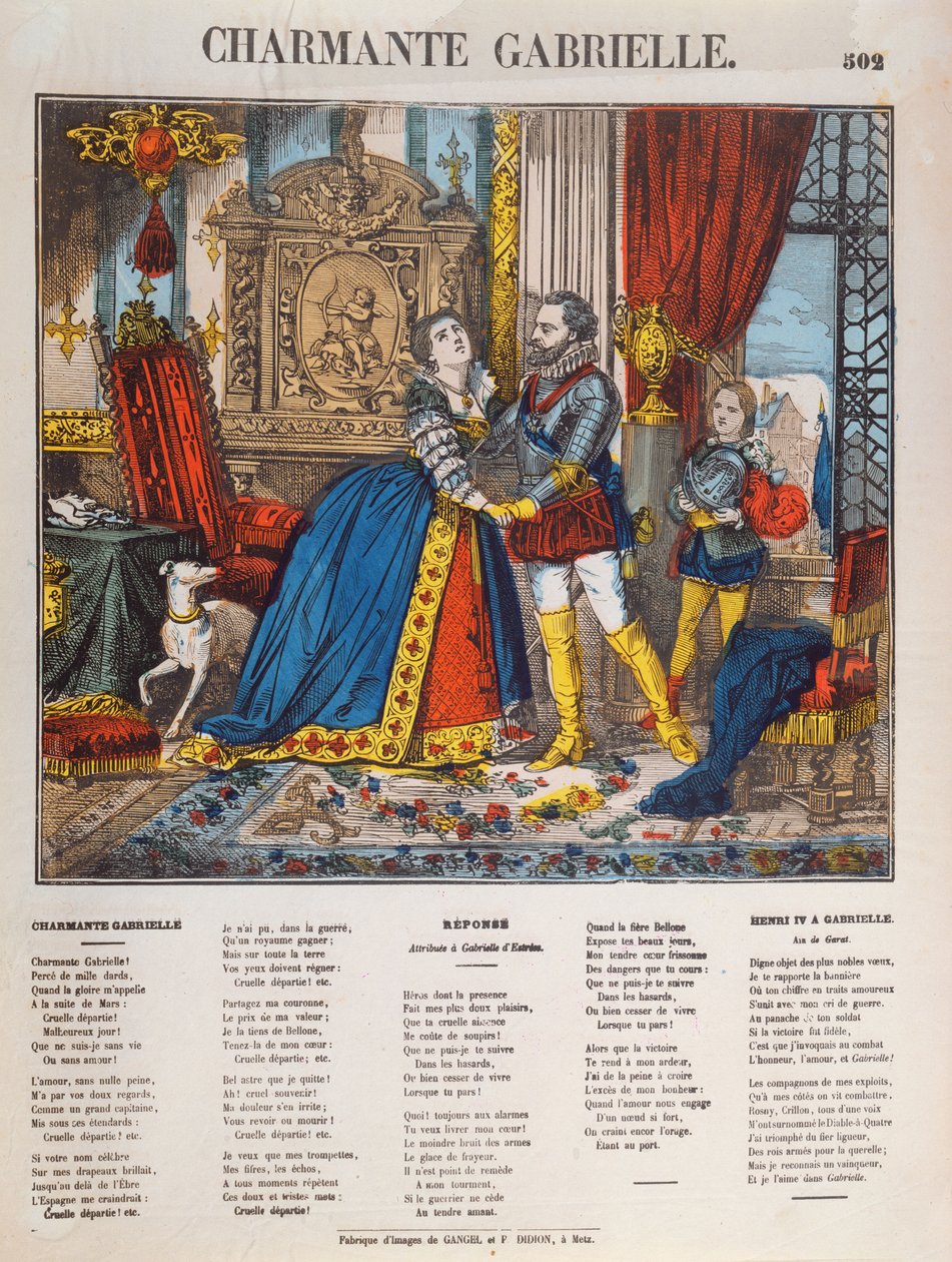 Henri IV (1553-1610), rei da França e sua dona Gabrielle dEstrees (1573-99) de French School
