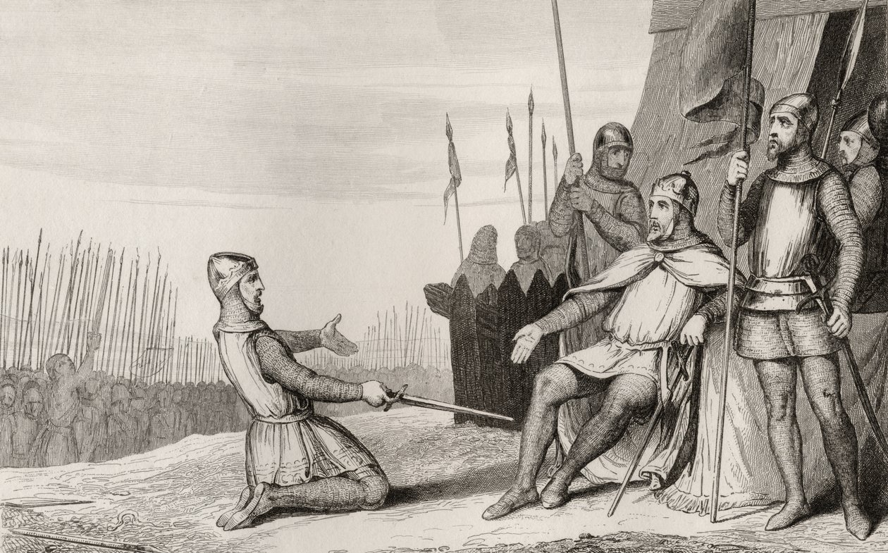 Henri I (1008-60) perdoa seu irmão Robert-Le-Vieux, de &39;Histoire de France&39; de Colart, publicado em 1840 de French School