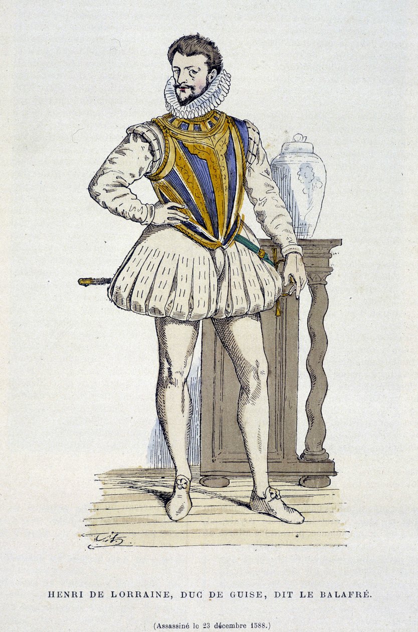 Henri de Lorraine, Duque de Guise, dit le Balafré (1550 - 1588) - em "France and the French through the centuries" por Augustin de French School