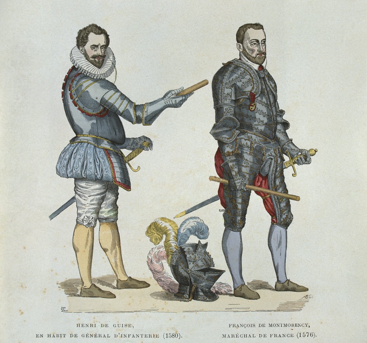 Henri de Guise (1549-88) e François de Montmorency (1530-79), de uma gravura da época de French School