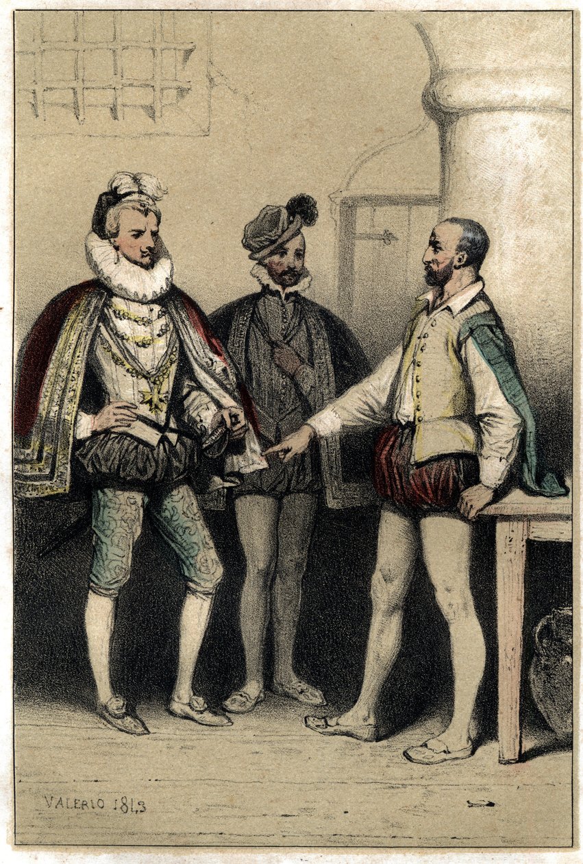 Henrique III (1551-1589), Rei de França, em visita a Bernard Palissy, ceramista, preso na Bastilha. em "Scenes de la vie d