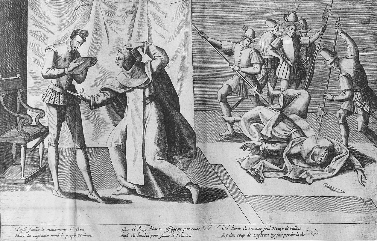 Henrique III da França assassinado por Jacques Clement, 1º de agosto de 1589 de French School