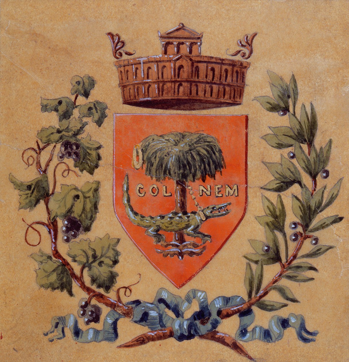 Braços heráldicos da cidade de Nimes de French School