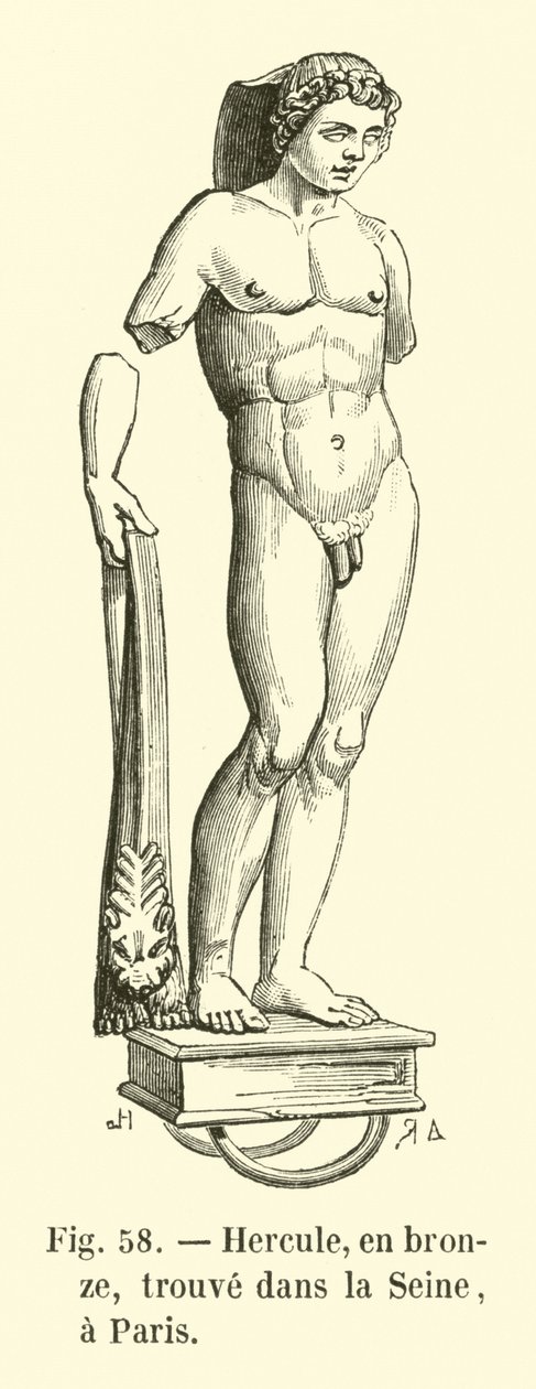 Hércules, em bronze, encontrado no Sena, Paris (gravura) de French School