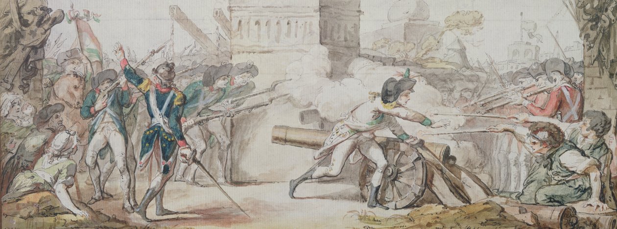 Morte heróica de Desilles em sua tentativa de parar a batalha durante o motim de Nancy 31 de agosto de 1790 de French School