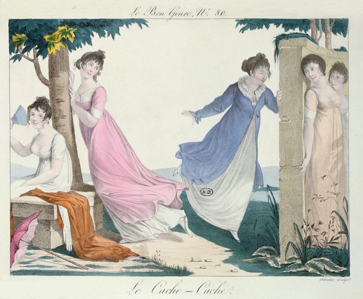 Hide-and-Seek, ilustração de Le Bon Genre, início do século XIX de French School