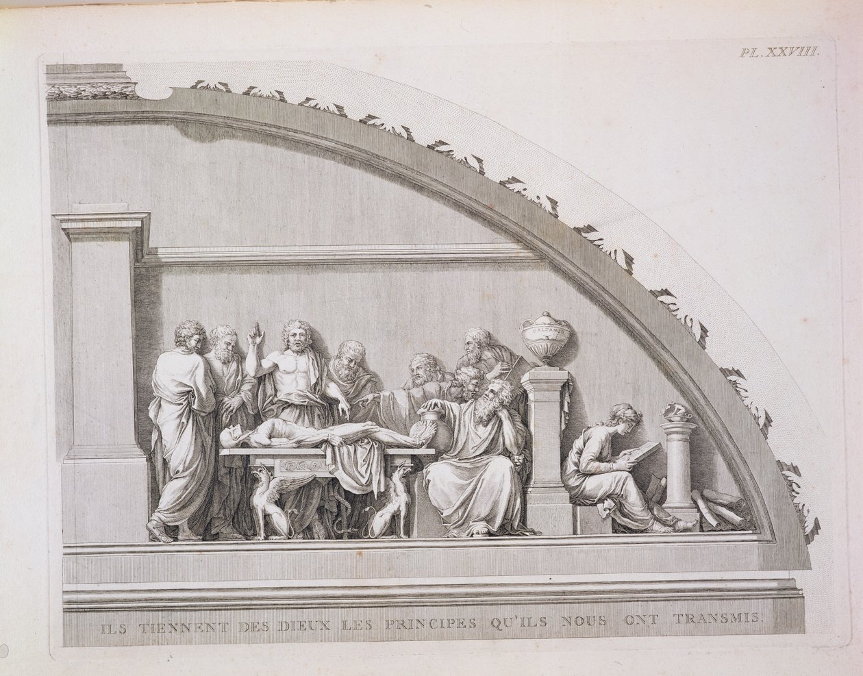 Hipócrates (c.460 aC-c.377 aC) Ensinando, de Uma Descrição da Escola de Cirurgia de Paris, publicada em 1780 de French School