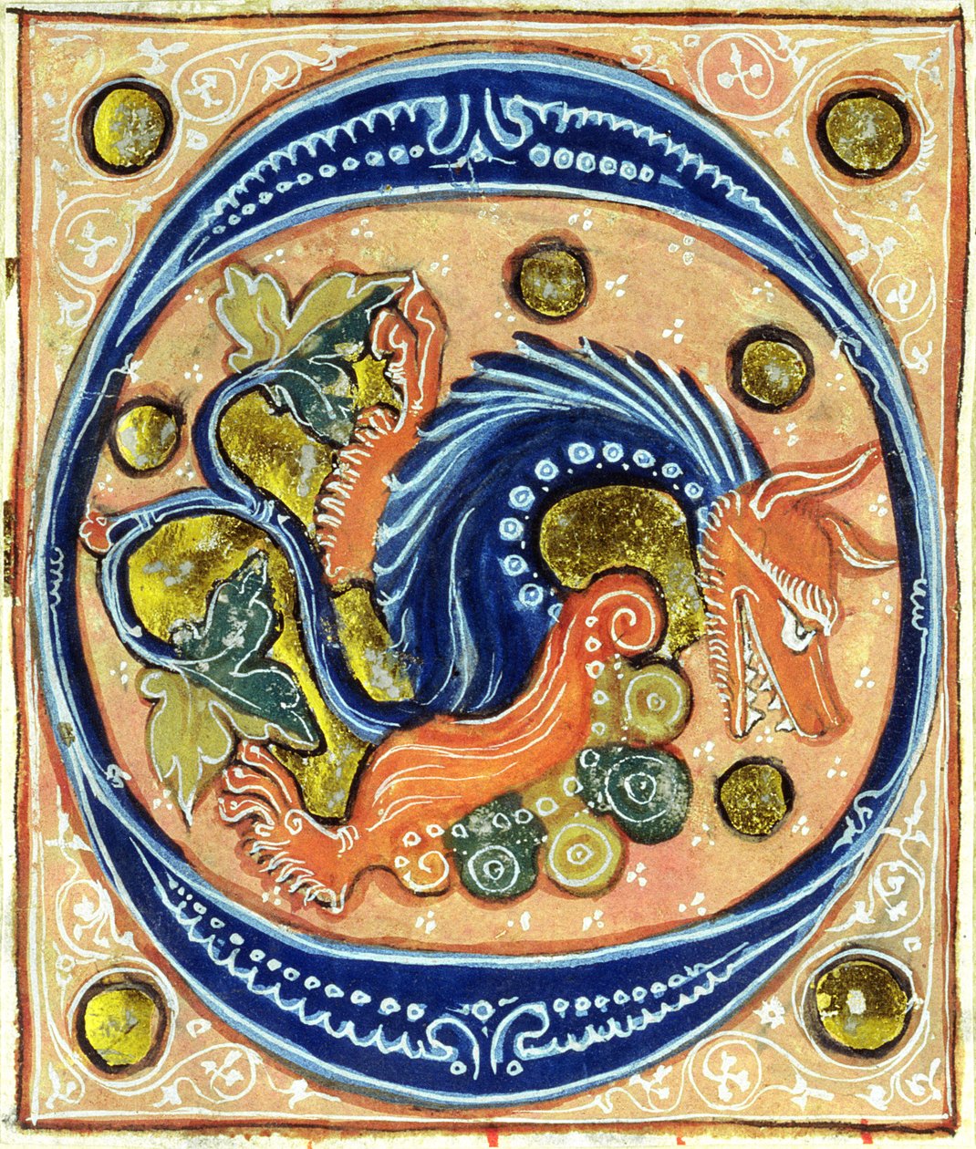 O inicial de Historiated descrevendo um griffin de French School