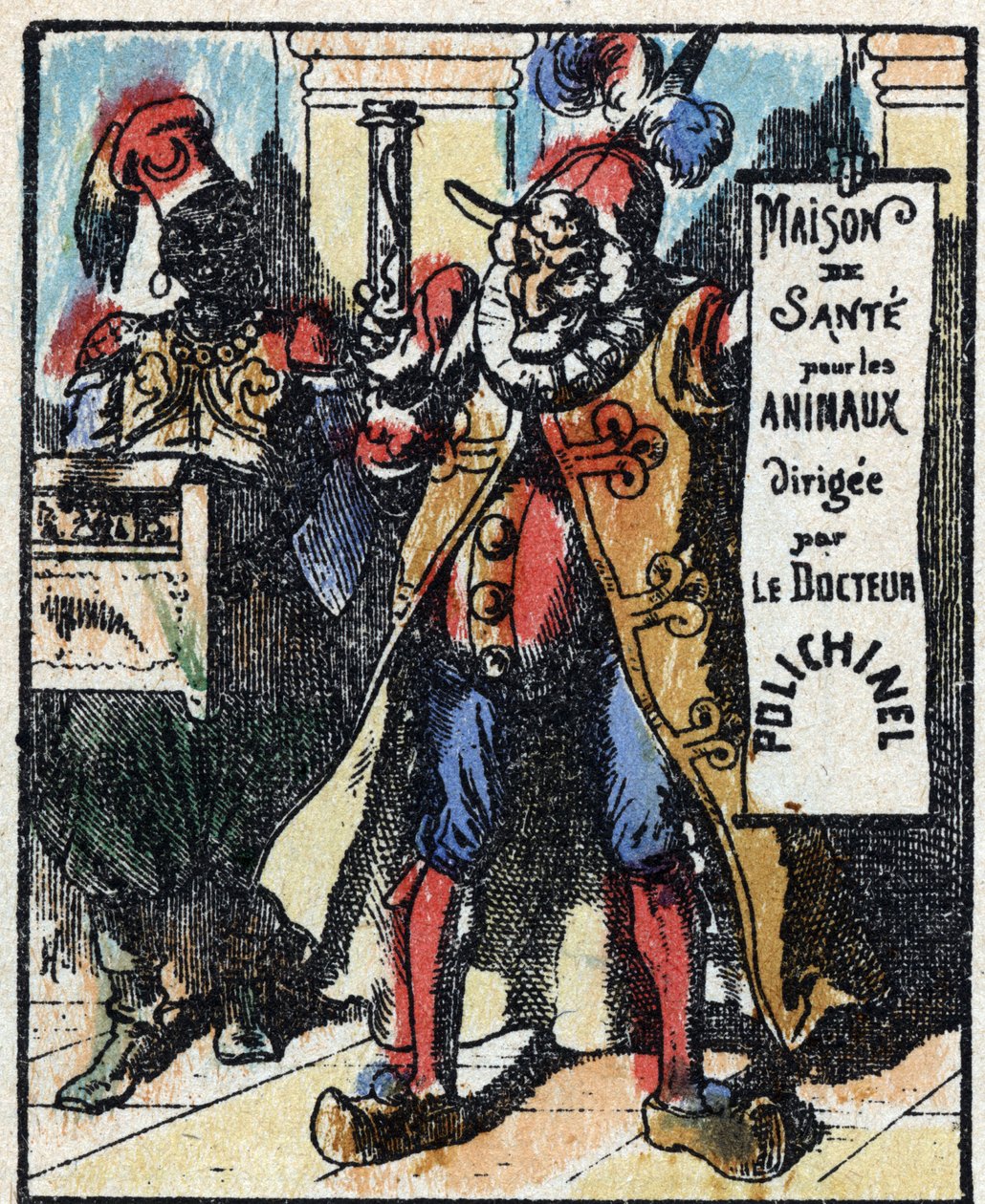 História da Dra. Pulcinella (Polichinelle). Gravura em madeira de Imaging Pellerin - Epinal, sd. Final do século XIX. de French School
