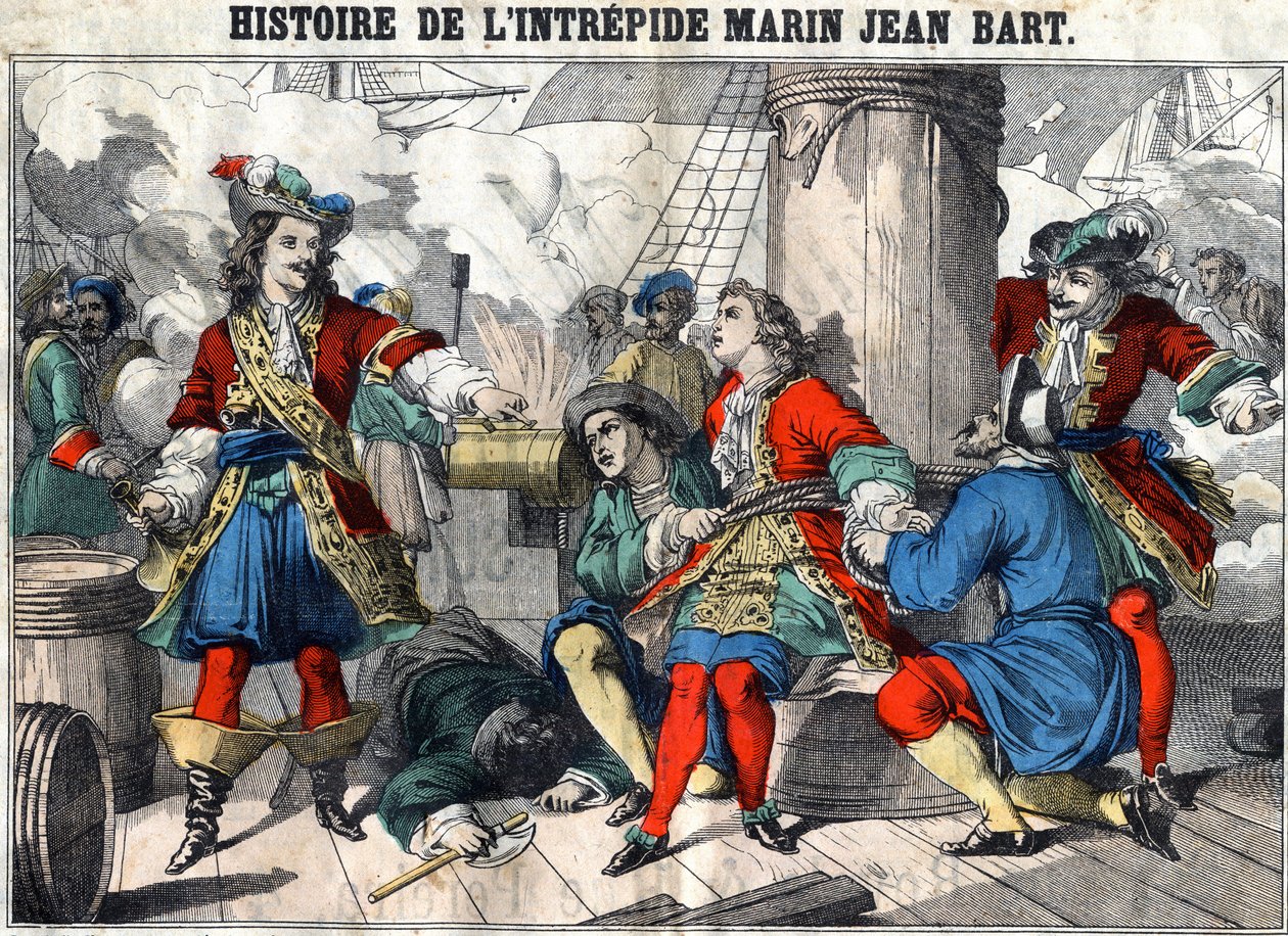 História do intrépido marinheiro Jean Bart Jean Bart (1650 - 1702), corsário francês. Imagens epinais do final do século XIX. de French School