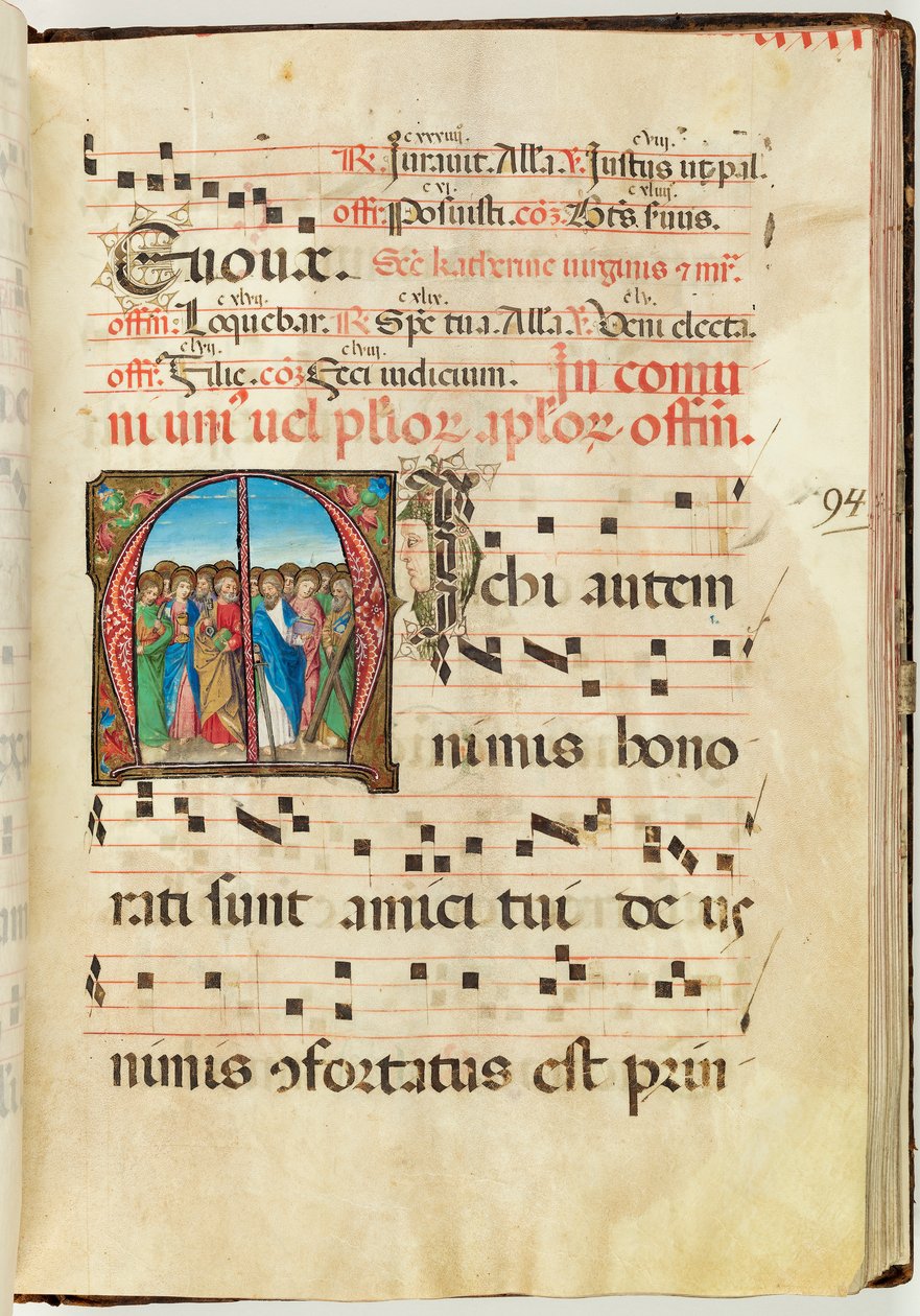 Holy Apostles, Gradual, f.94 (tinta, tempera e folha de ouro sobre pergaminho) de French School