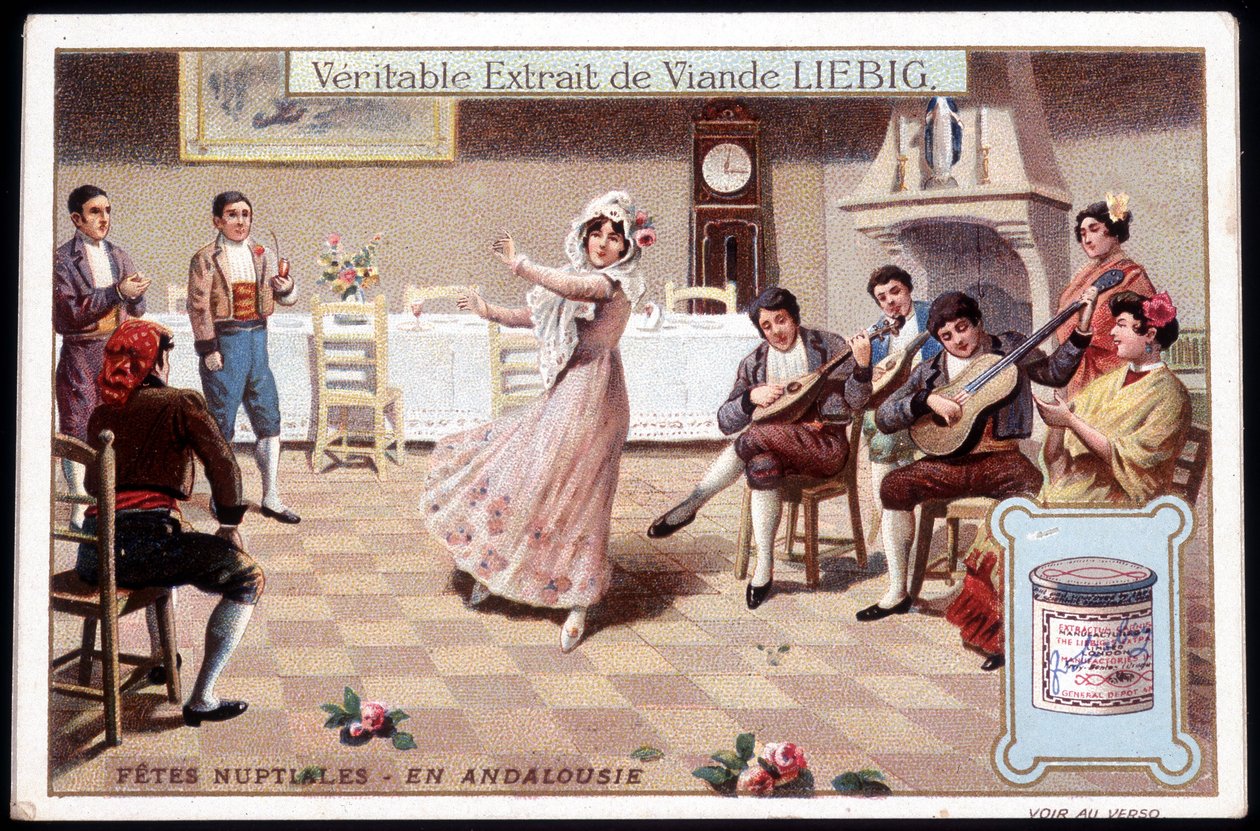 Lua-de-mel na Andaluzia - chromo. Liebig, v. 1895 de French School