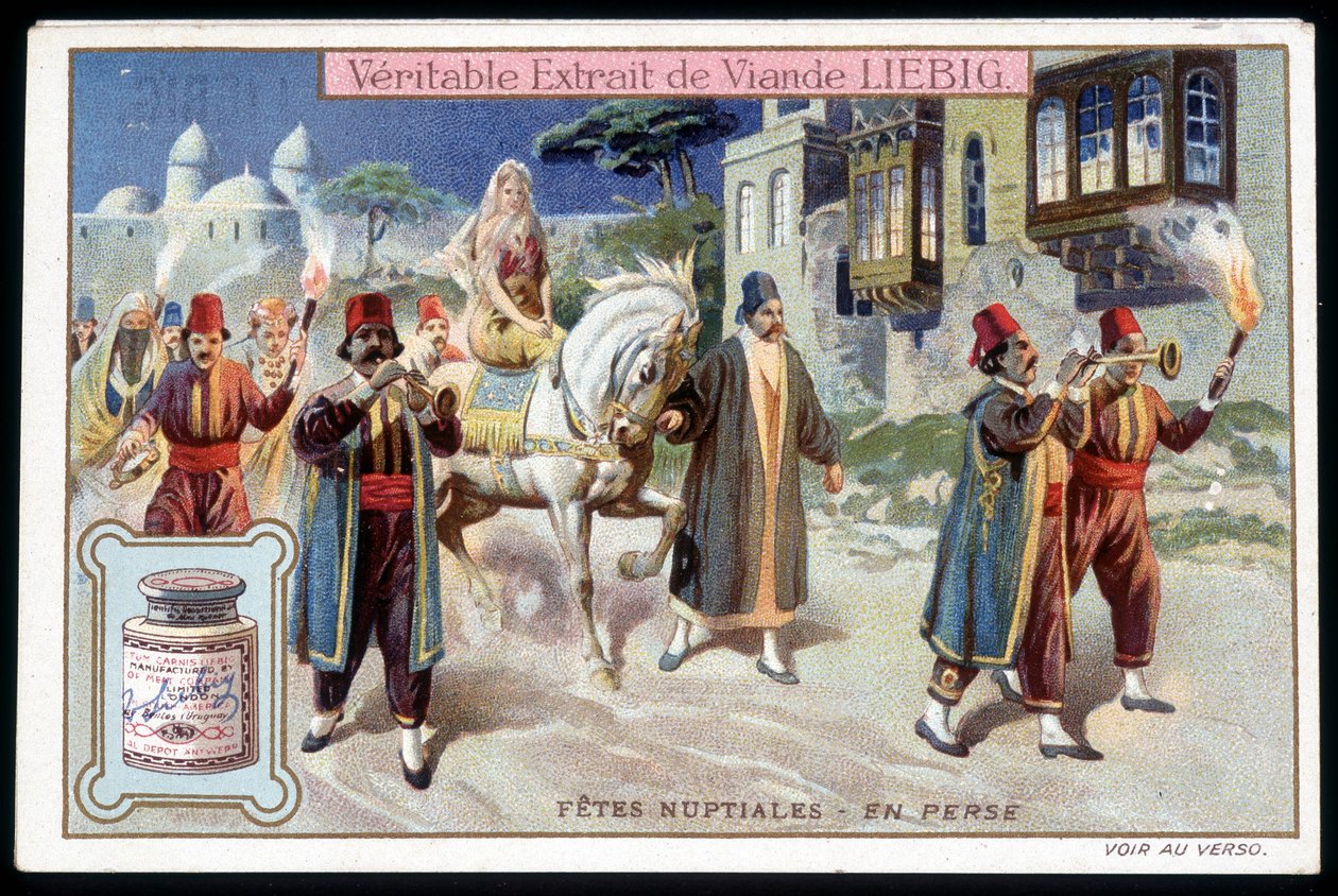 Lua-de-mel na Pérsia - chromo. Liebig, v. 1895 de French School