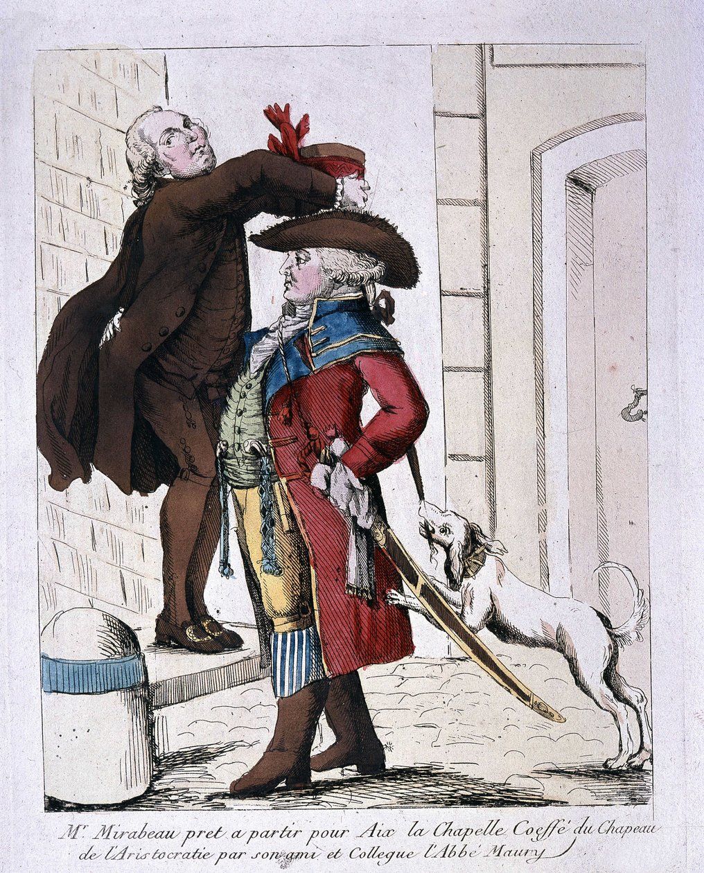Honore Gabriel (Honore-Gabriel) Riqueti, Conde de Mirabeau (1749-1791) usando o chapéu da aristocracia pelo Abade Maury prepara-se para partir para Aachen, no final do século XVIII. de French School