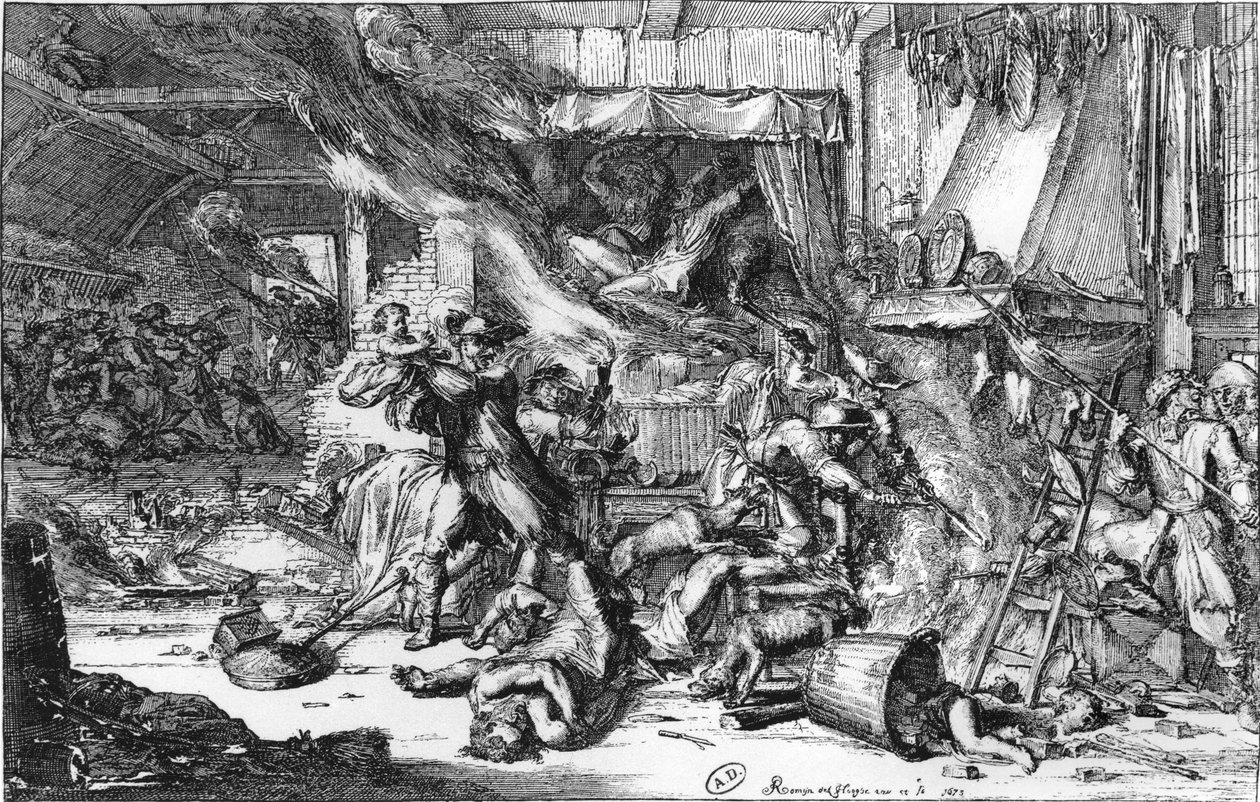 Horrores infligidos pelos franceses na Holanda, 1673 de French School