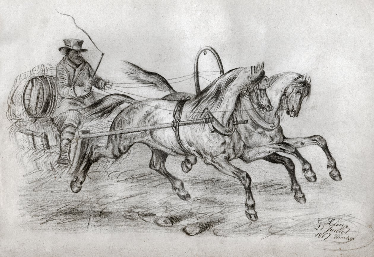 Carro a cavalo. (gravura de French School
