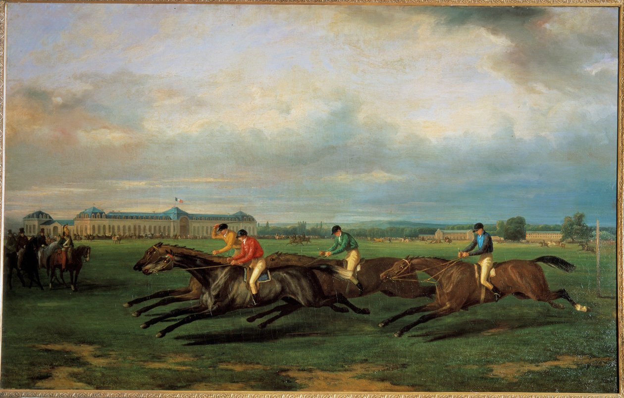 Corridas de cavalos em Chantilly. Escola Francesa de French School