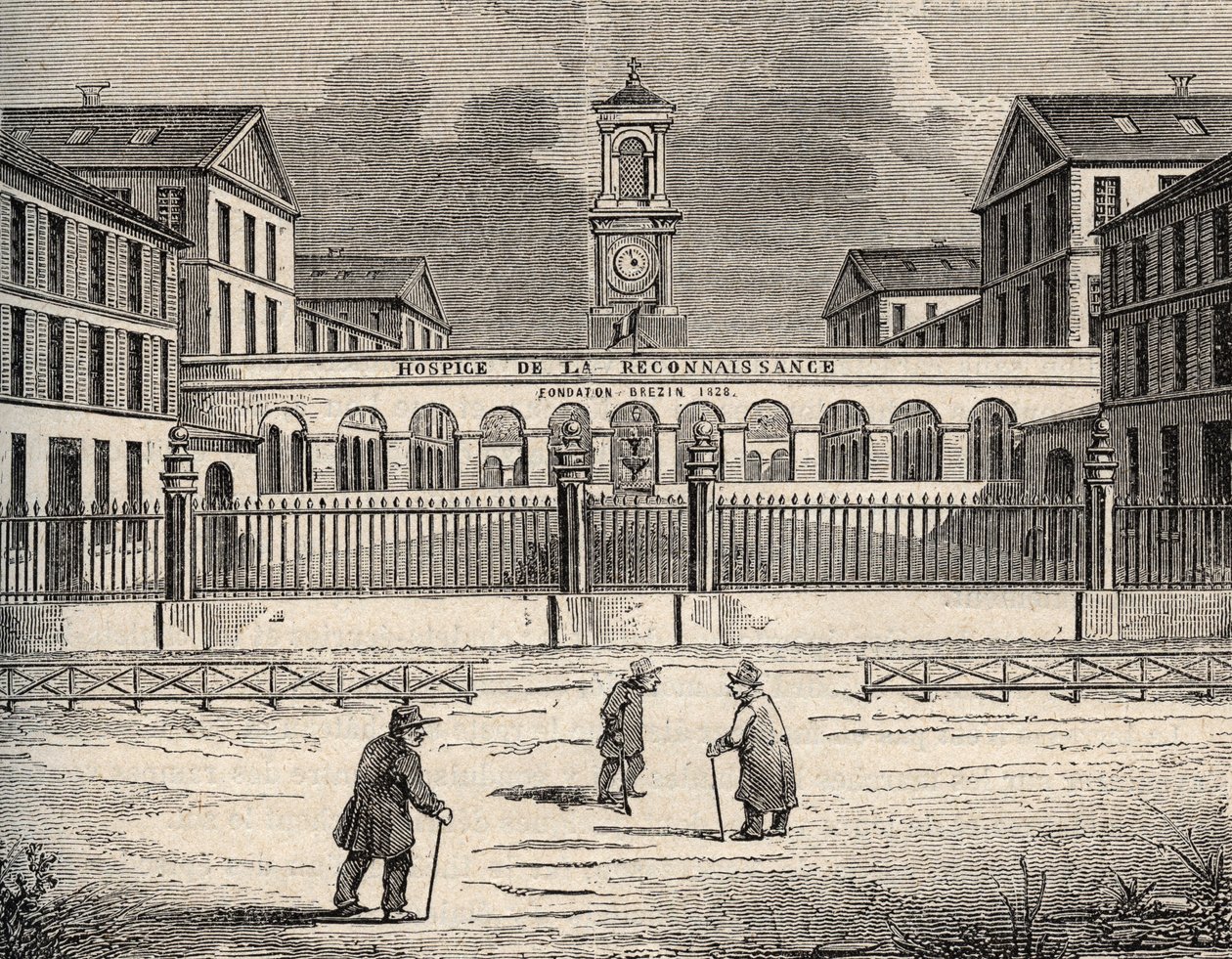 Hospice de la reconnaissance a Garches - Hauts-de-Seine - gravura em "PATRIE" - DESCRIÇÃO PECTURESSE DE LA FRANCE EN 6 VOLUES BY LUCIEN HUARD - final do século XIX de French School