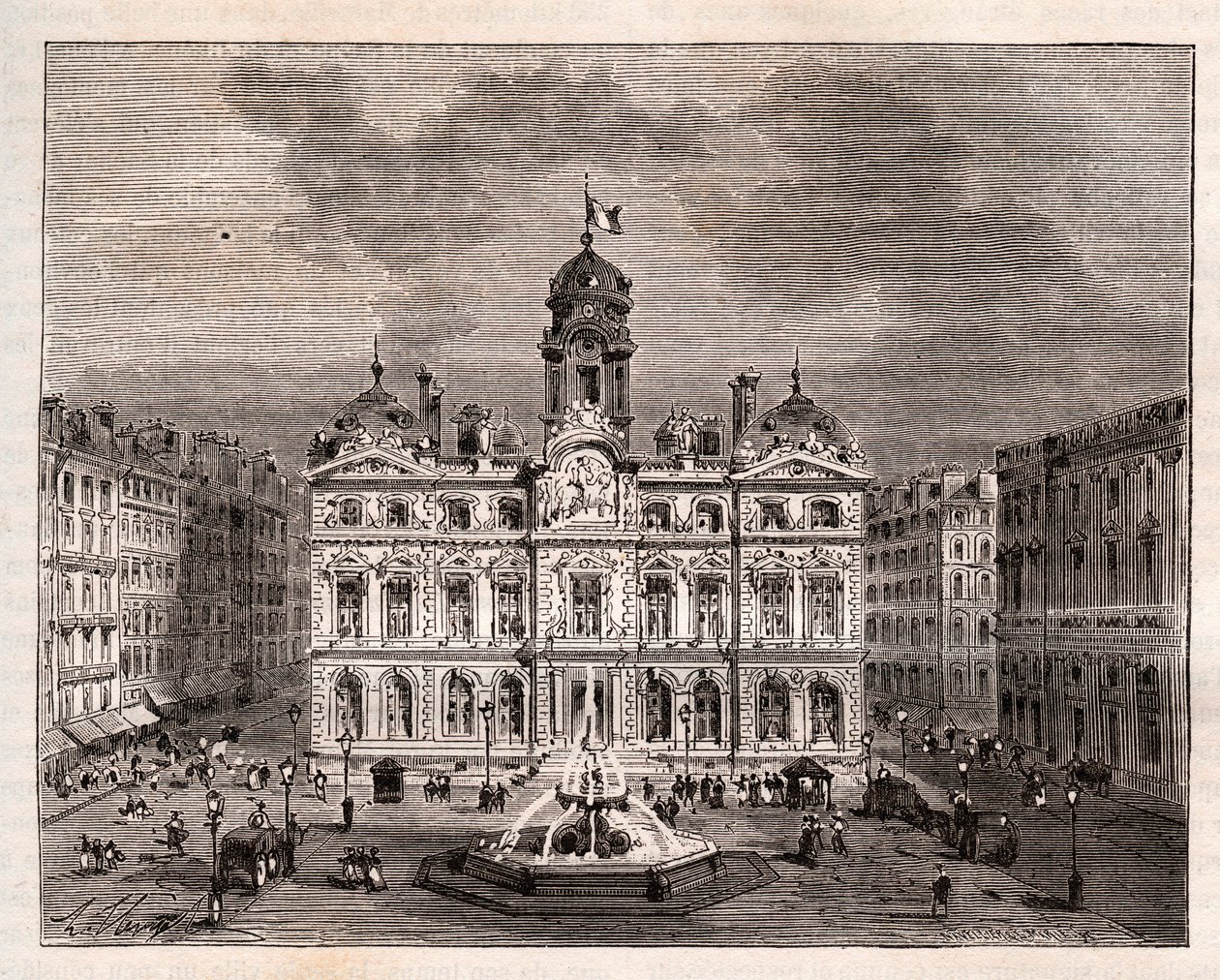Hotel de Ville de Lyon - - gravura em "La France illustree: geography, history, statistical administration" de V.A. Malt-Brown. 1884 de French School
