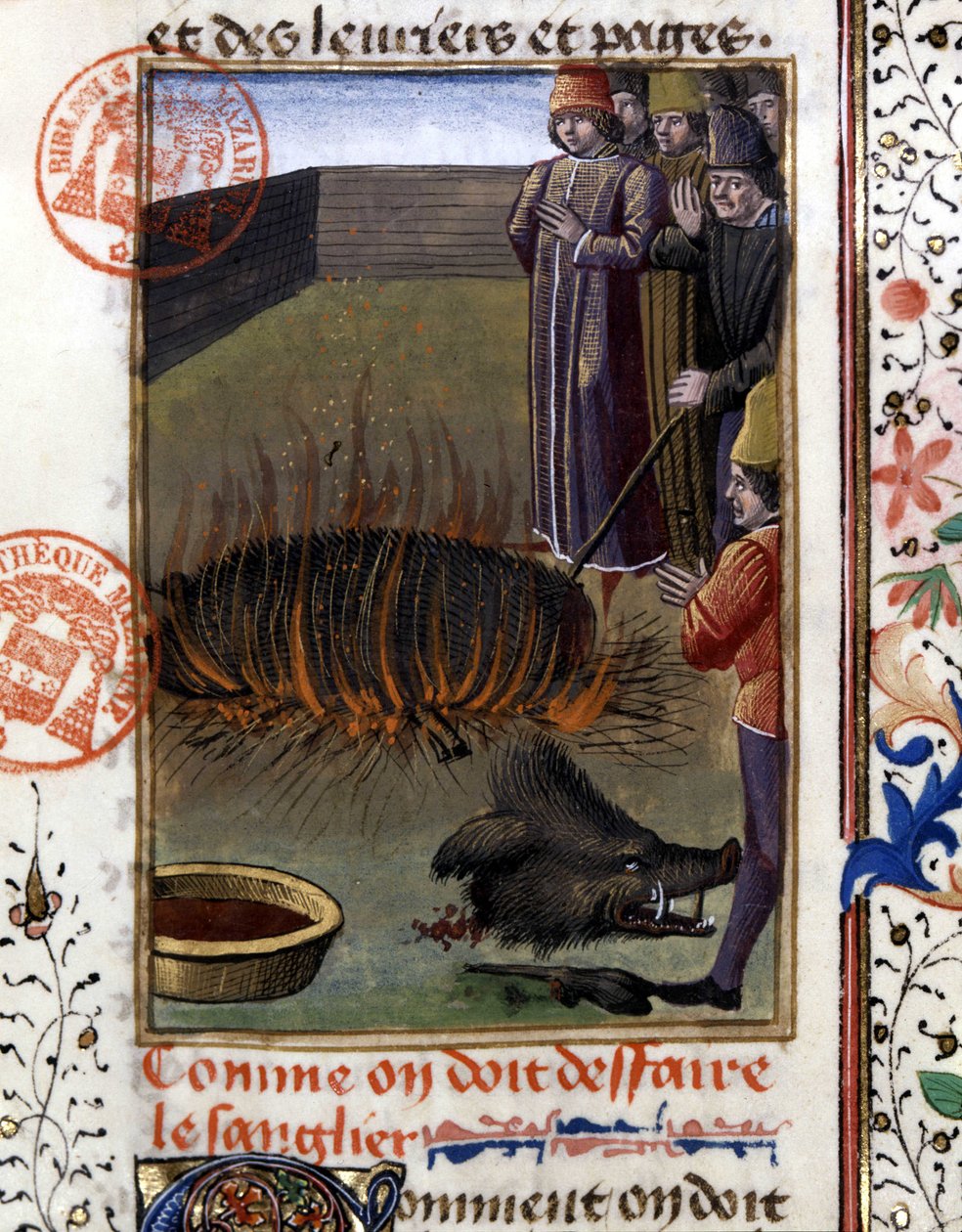 Como depecer um javali - no "Livro de Caça de Gaston Phoebus, Conde de Foix, Senhor de Bearn". de French School