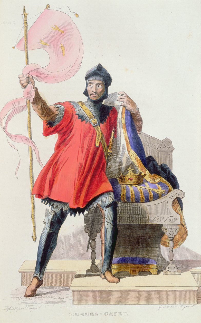Hugues I Capet (941-996), rei da França, de Plutarco, de E.Mennechet, 1835 (cor gravura) de French School