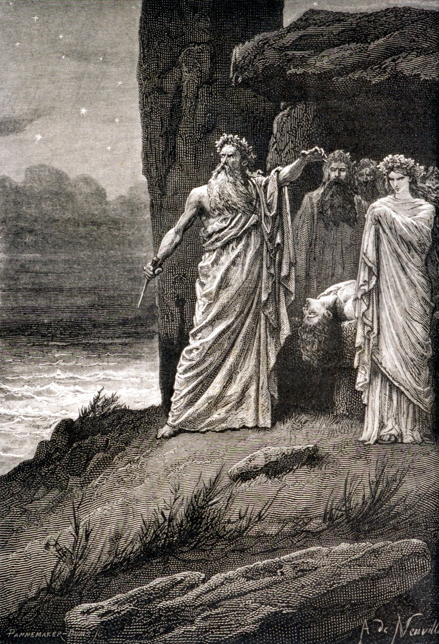 O sacrifício humano por um druida - no "Histoire de France" desde os tempos mais remotos até 1789" por M. Guizot de French School
